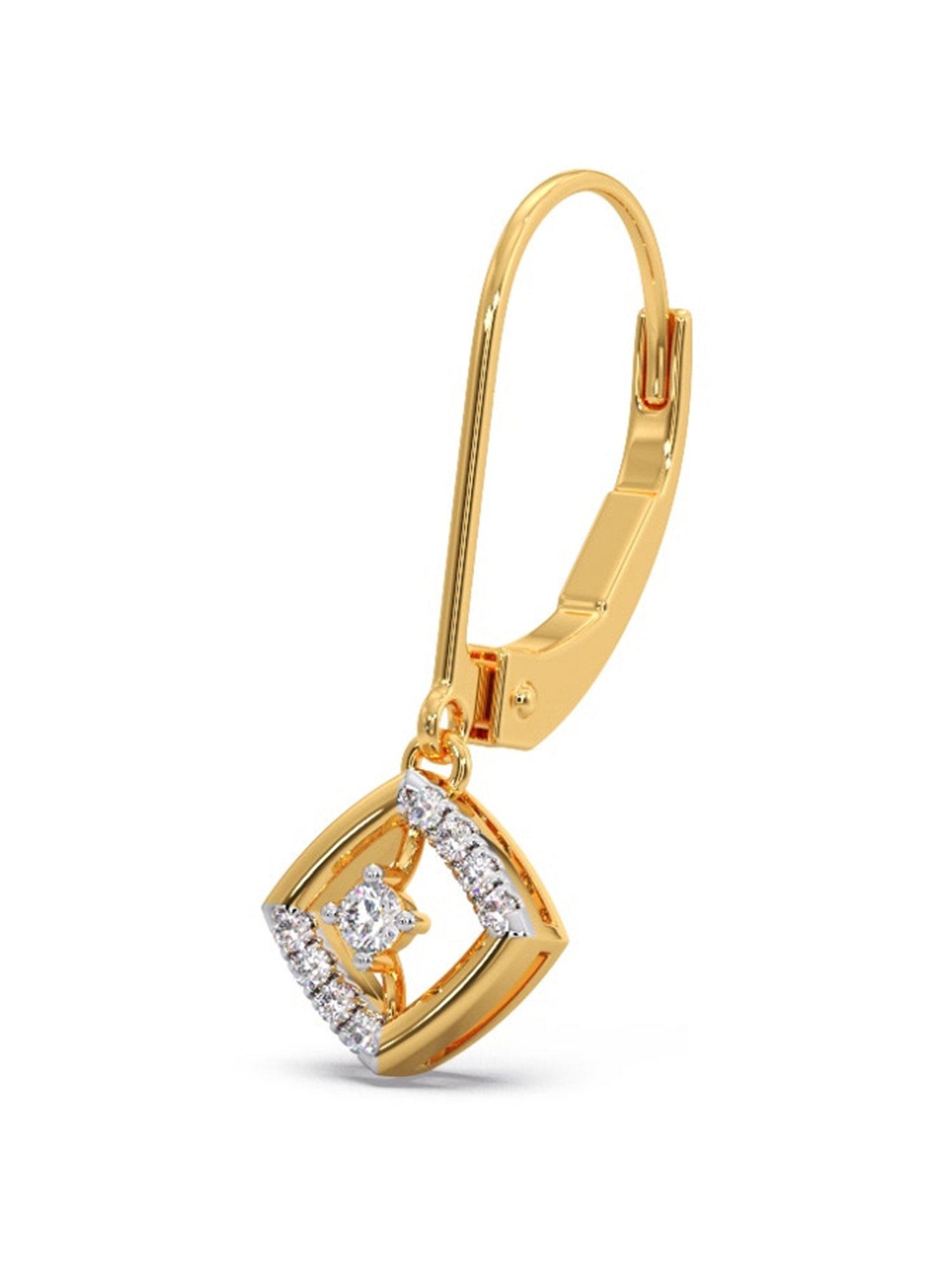 Candere by Kalyan Jewellers Peacock Collection 18k Yellow Gold Diamond Drop Earrings for Women