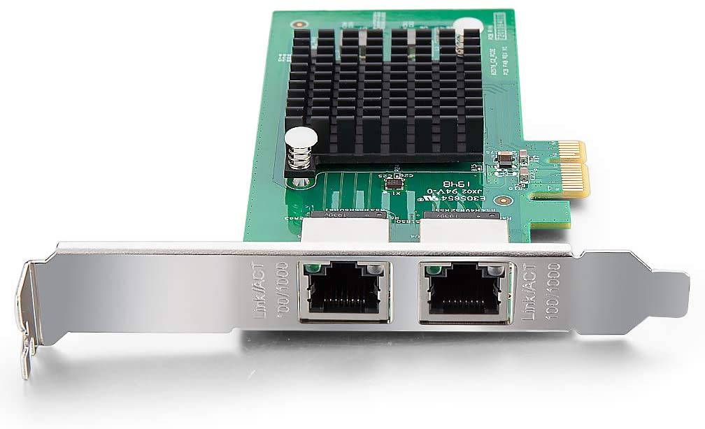 1.25G Gigabit Ethernet Converged Network Adapter (NIC) for Intel 82576 Chip, Dual RJ45 Copper Ports, PCI Express 2.0 X1, Compare to Intel E1G42ET