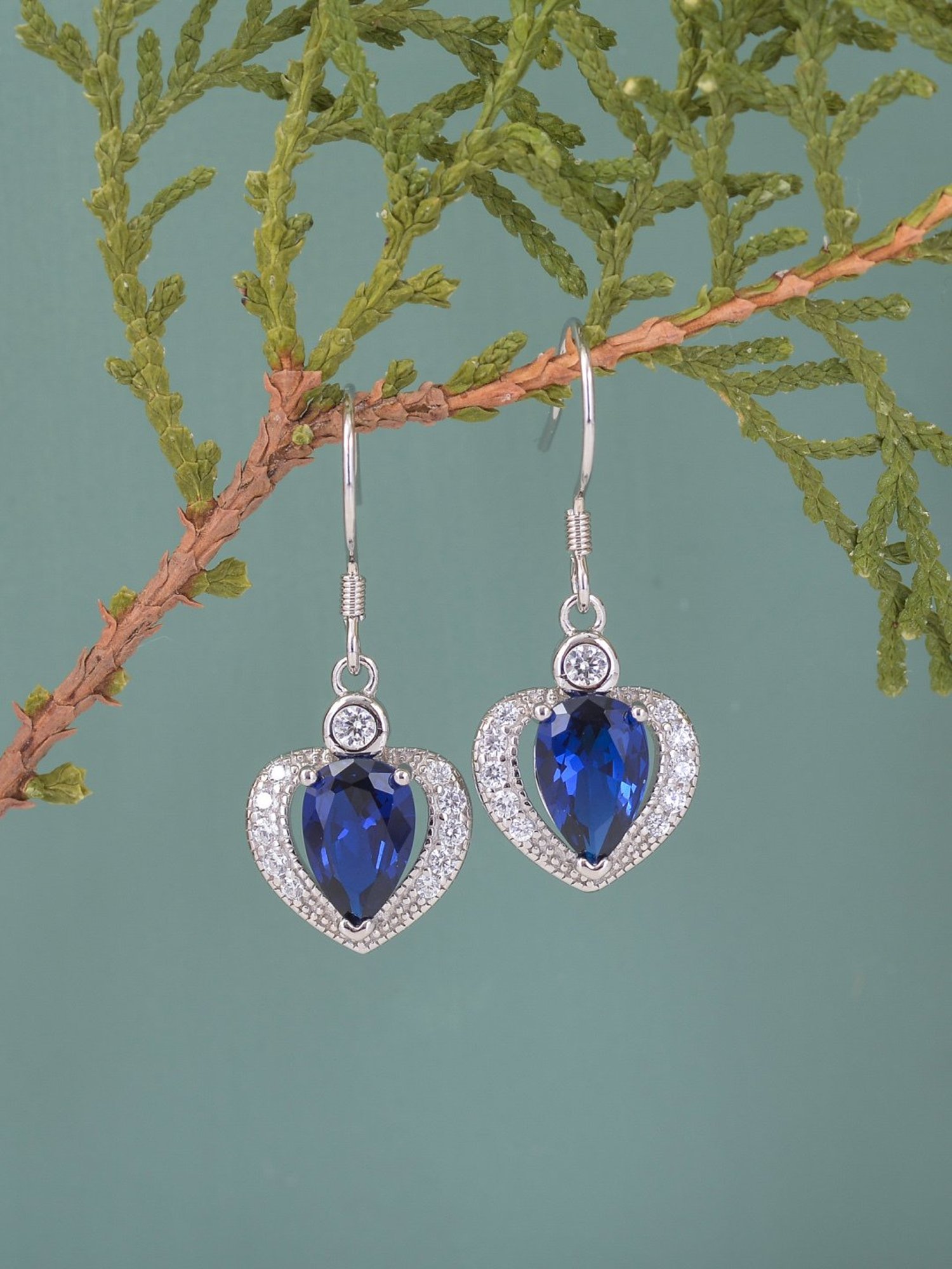 Ornate Jewels 925 Sterling Silver Blue Saphire Drop Earrings for Women