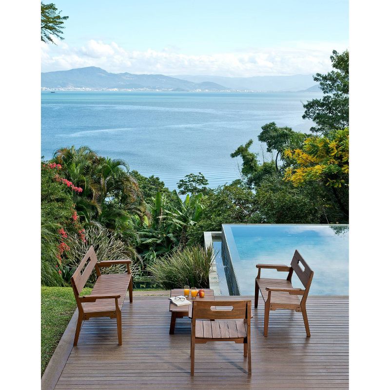 4pc Otero Eucalyptus Wood Outdoor Seating Set - Alaterre Furniture