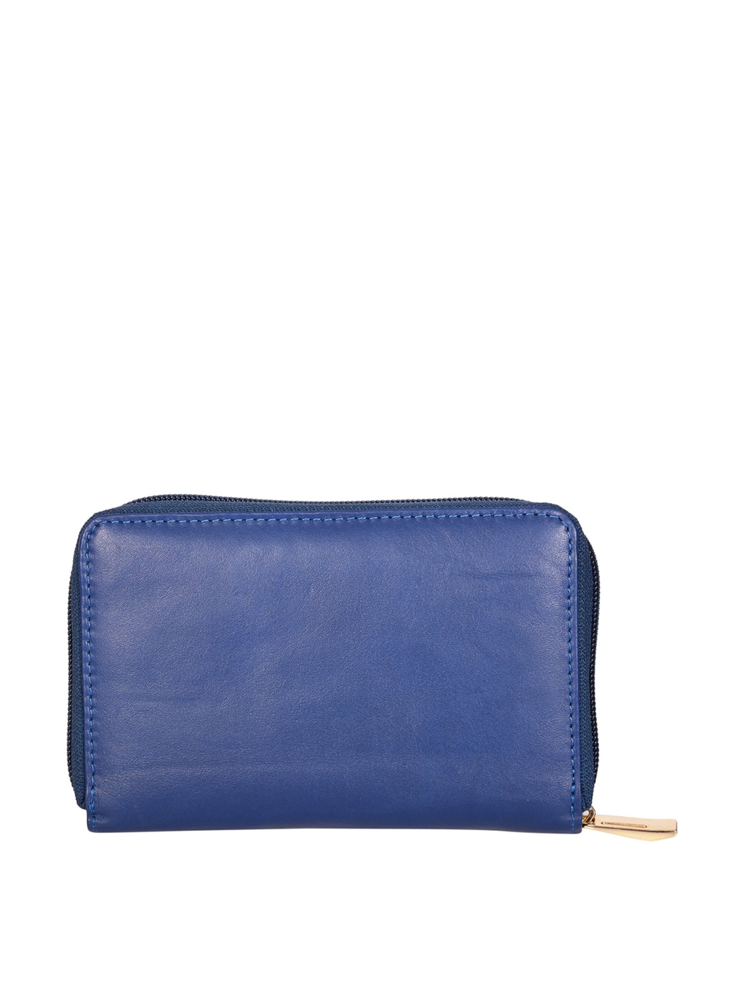 SASSORA Blue Solid Rfid Zip Around Wallet for Women