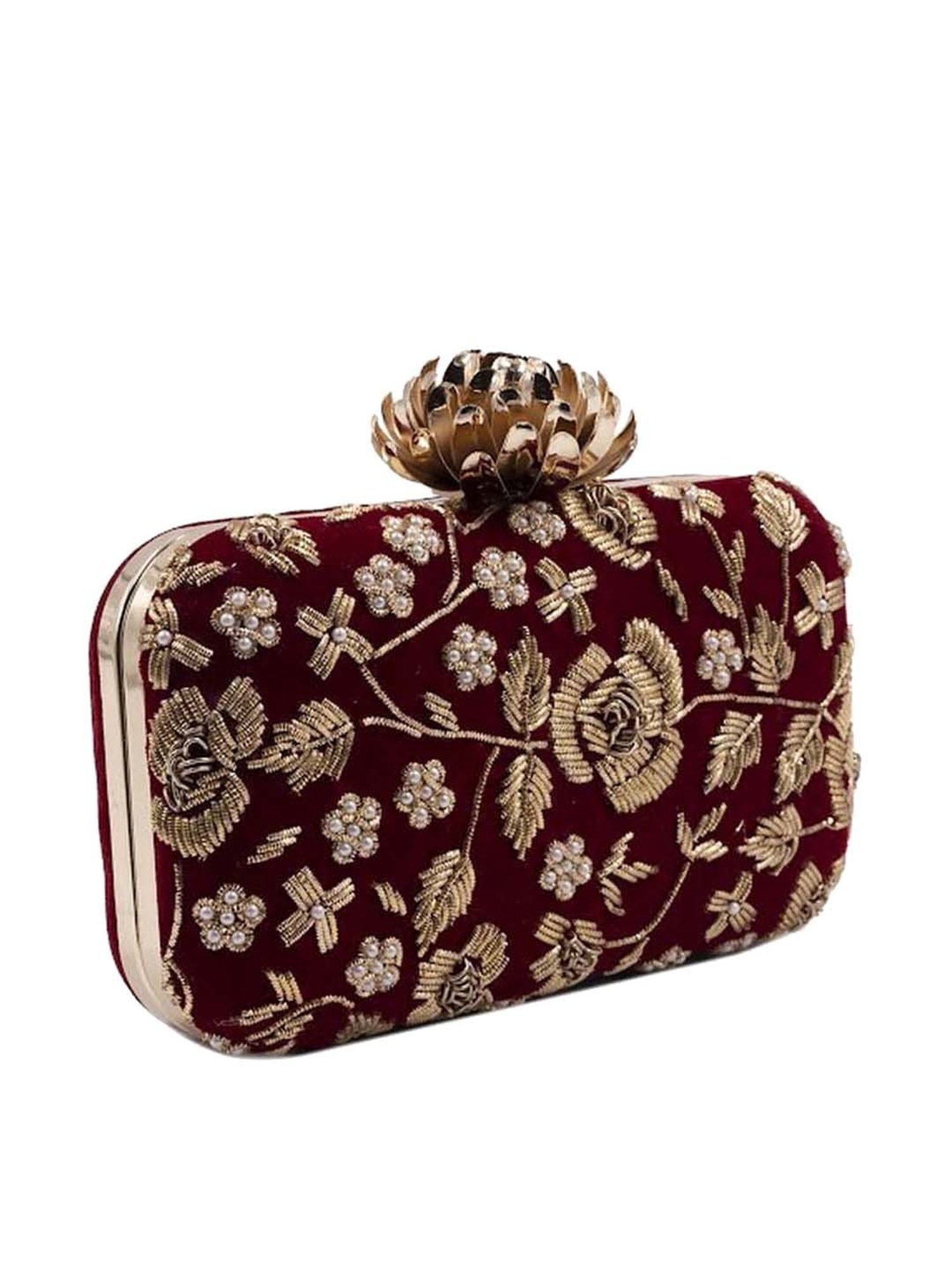 Sugarcrush Maroon Embellished Clutch