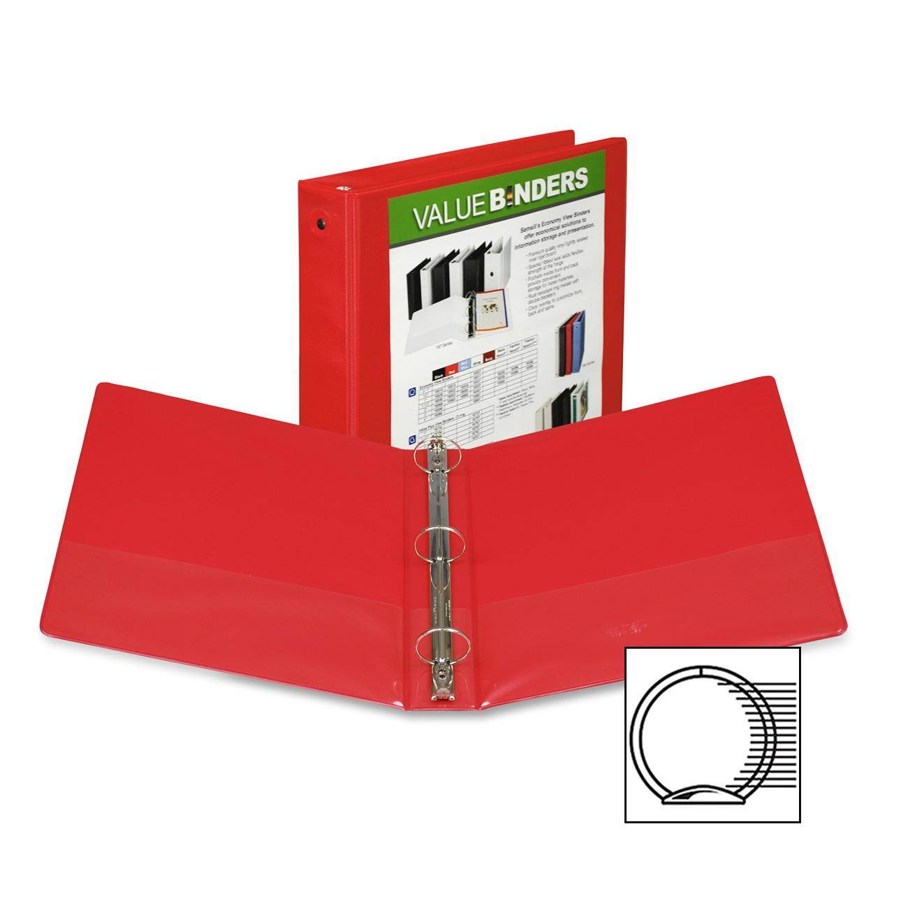 Samsill View Binder Round Ring 1-1/2" Capacity 11"x8-1/2" Red 18553