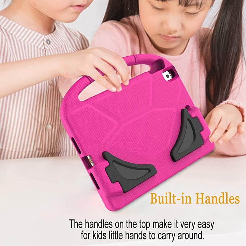 New iPad 8th Generation Case for Kids, iPad 7th Generation Case 2019, iPad 10.2 Case with Screen Protector, Shockproof Lightweight Handle Stand Case for iPad 10.2" 2020 Latest Model, Rose