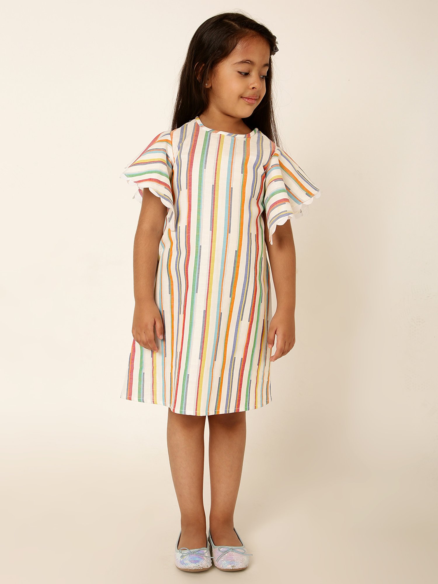 A Little Fable Girls Multicolor Striped Dress