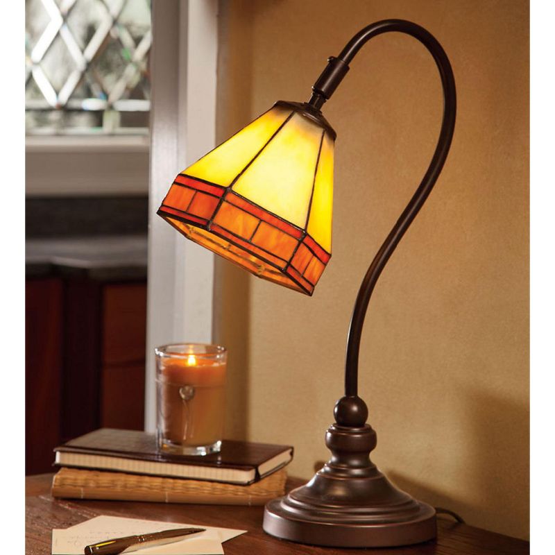 Tiffany-Style Stained Glass Mission Style Desk Lamp - Plow & Hearth