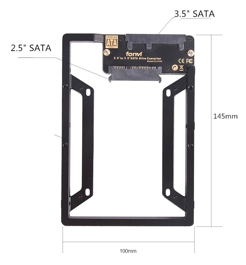 Fenvi New 2.5" to 3.5" Internal SSD Hard Drive SATA Drive Converter Bracket Adapter Kit W/ Bay Converter adapter + Screws,support Desktop/PC/Mac,Fit Windows /Mac Os