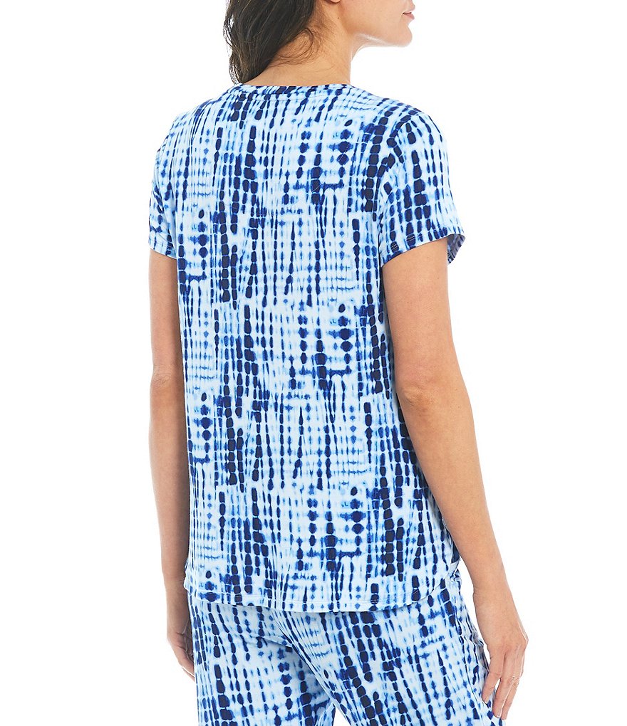 iRelax Printed Terry Knit Round Neck Short Sleeve Pajama Top