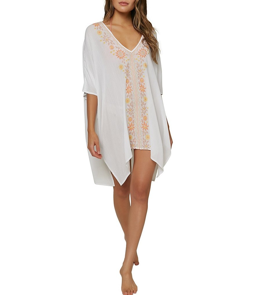 Tommy Bahama Midnight Orchid Tropical Print Scoop Neck Ruffle Hem Spa Dress