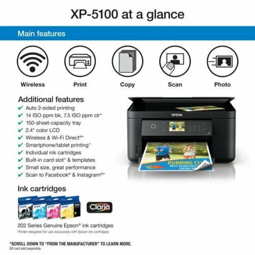 Epson Expression Home XP-5100 Wireless All-In-One Printer - Black