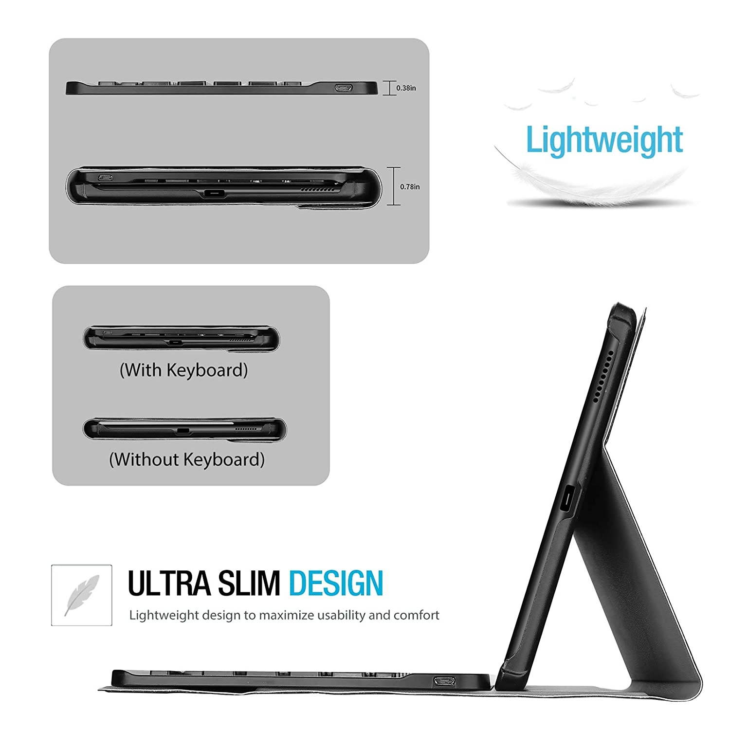 ProCase Lenovo Tab M10 FHD Plus Keyboard Case 10.3 Inch (2020 2nd Gen), Slim Lightweight Smart Cover with Magnetically Detachable Wireless Keyboard for Lenovo Tab M10 Plus TB-X606F TB-X606X &ndash;Rosegold