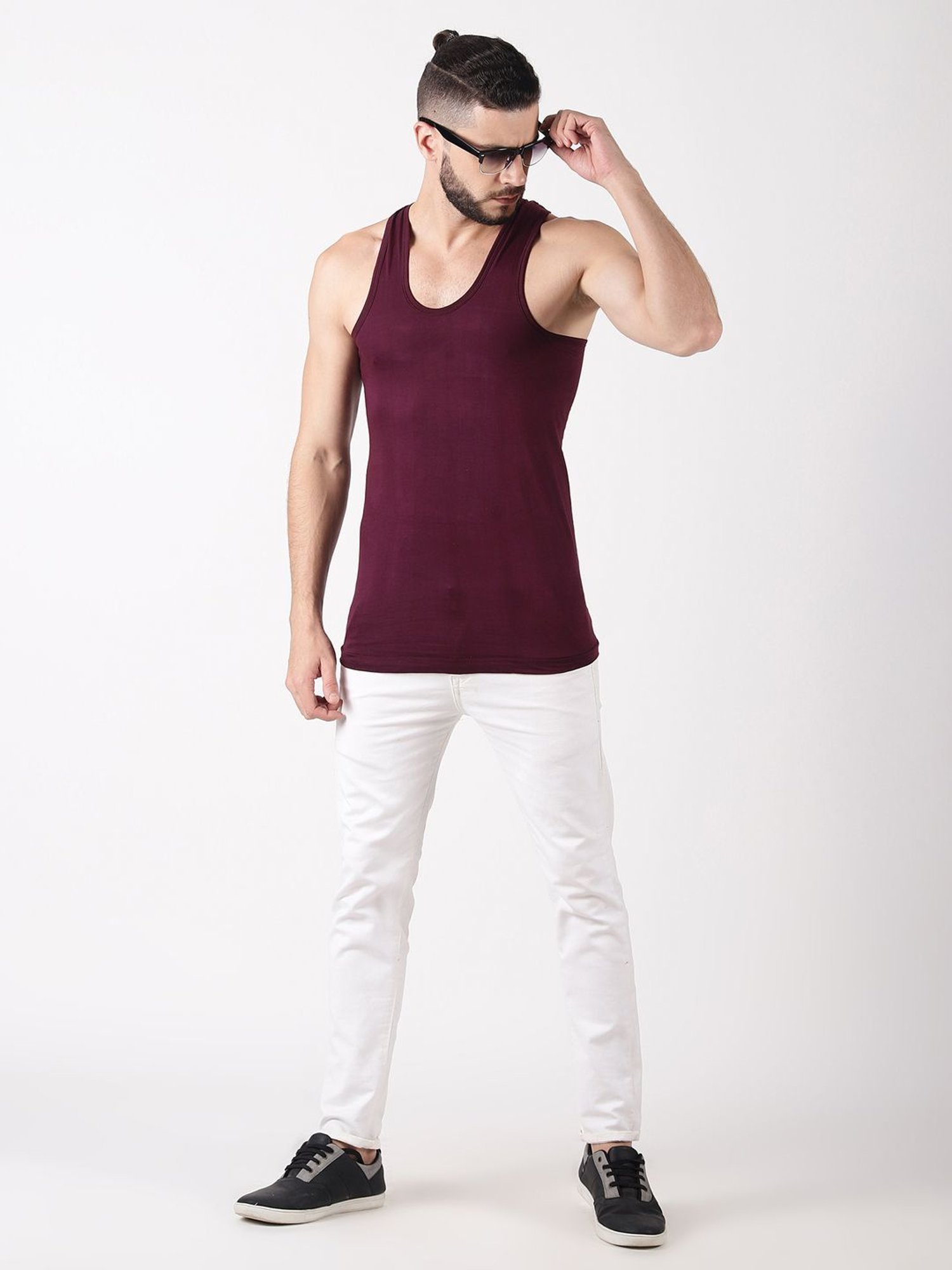 Cantabil Navy Blue Cotton Regular Fit Vest