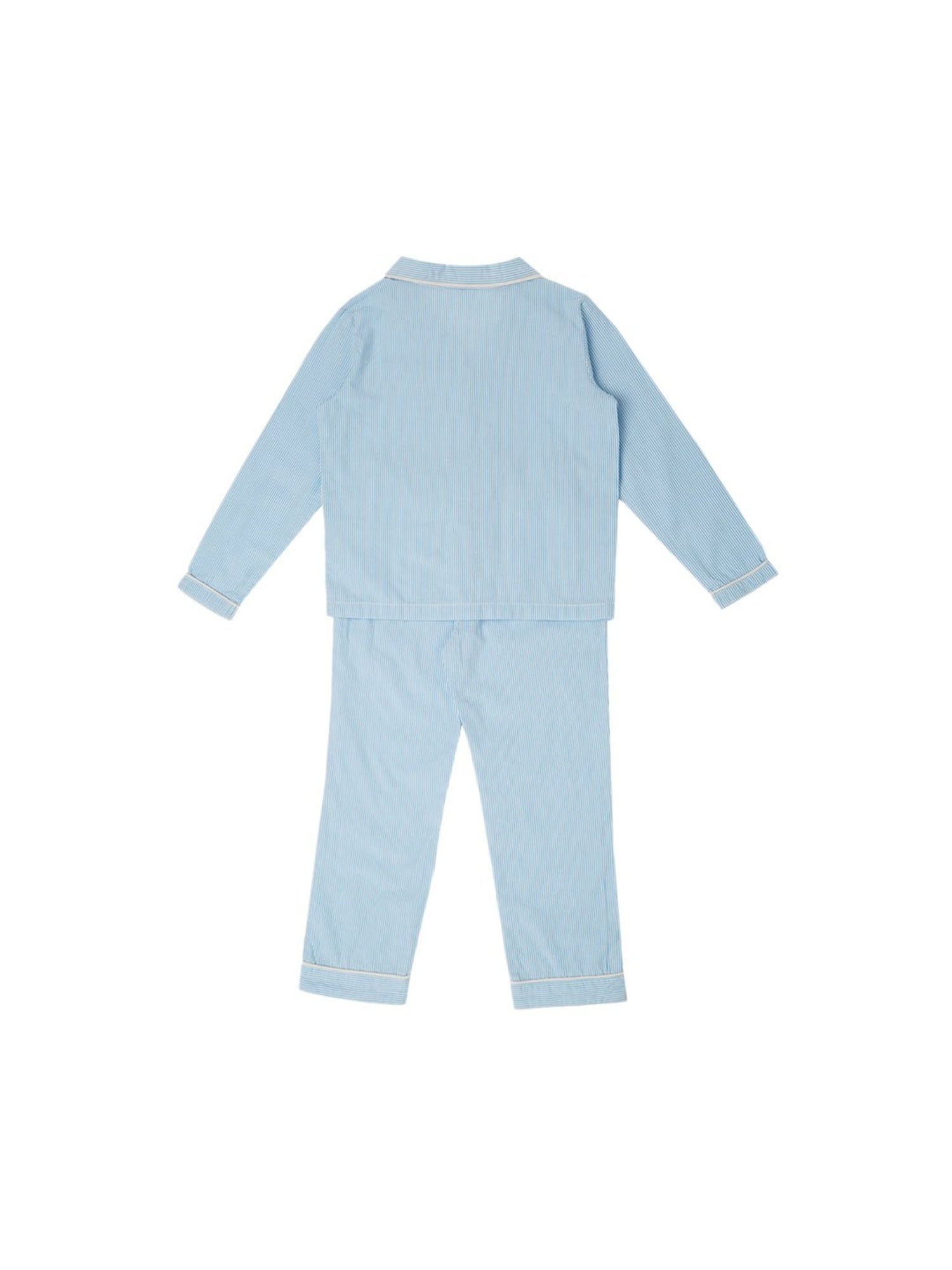 Mystere Paris Girls Blue Striped Shirt with Pyjamas