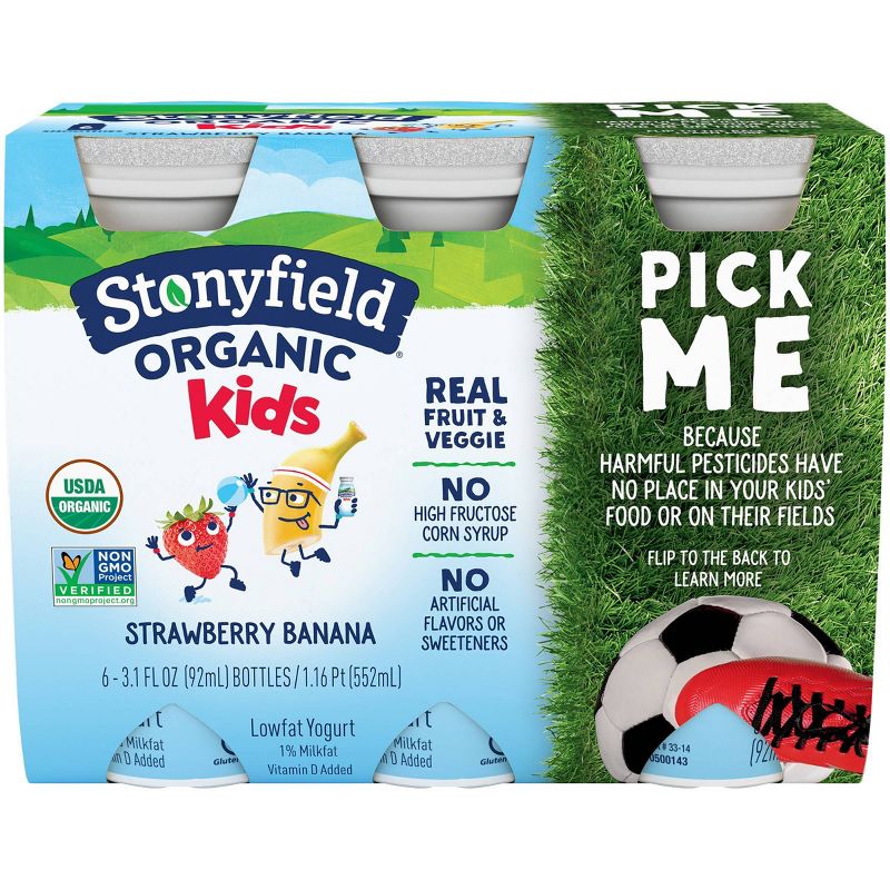 Stonyfield Organic Kids' Strawberry Banana Yogurt Smoothies - 6pk/3.1 fl oz bottles
