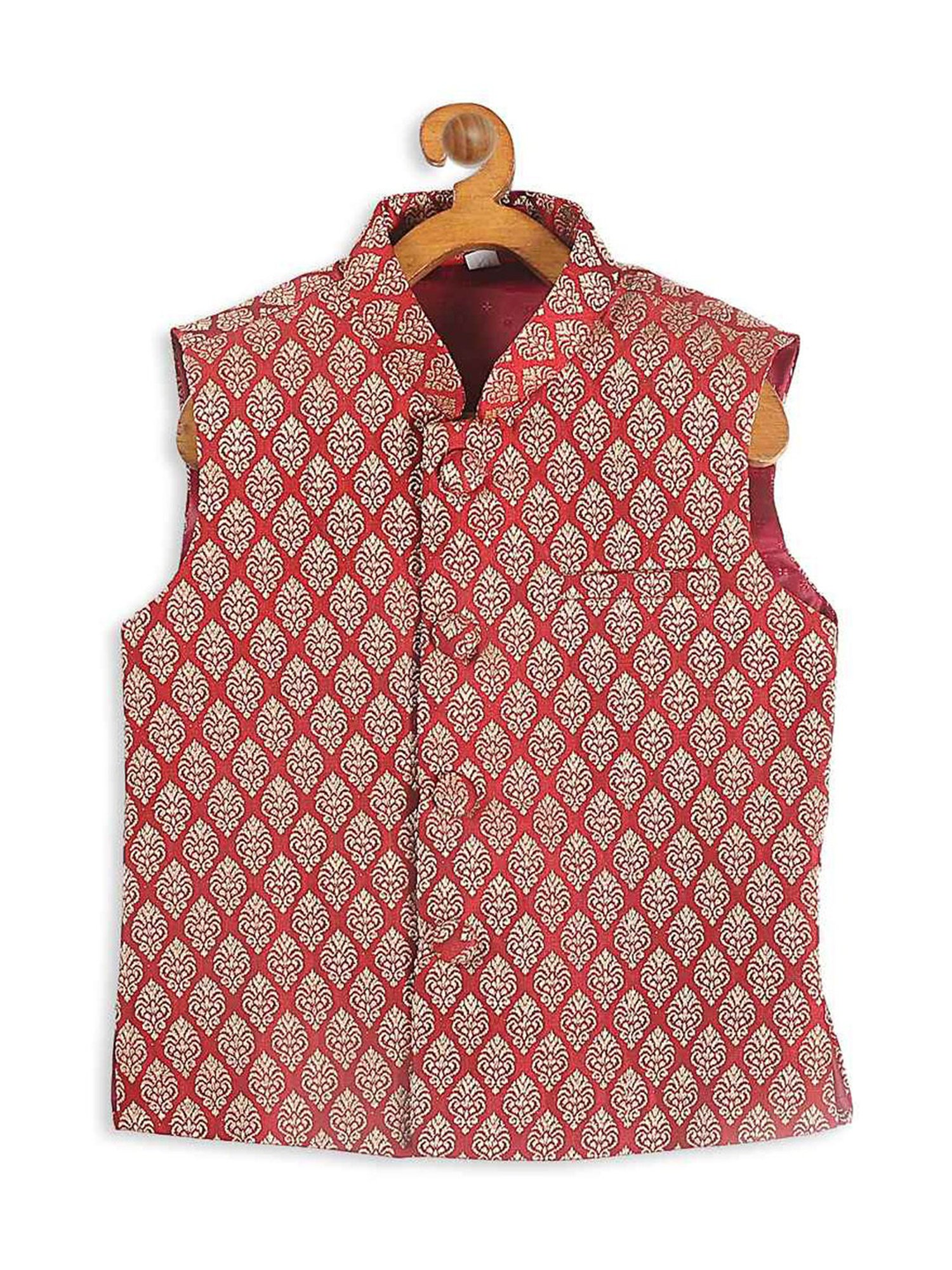 VASTRAMAY SISHU Maroon & Gold Embroidered Nehru Jacket