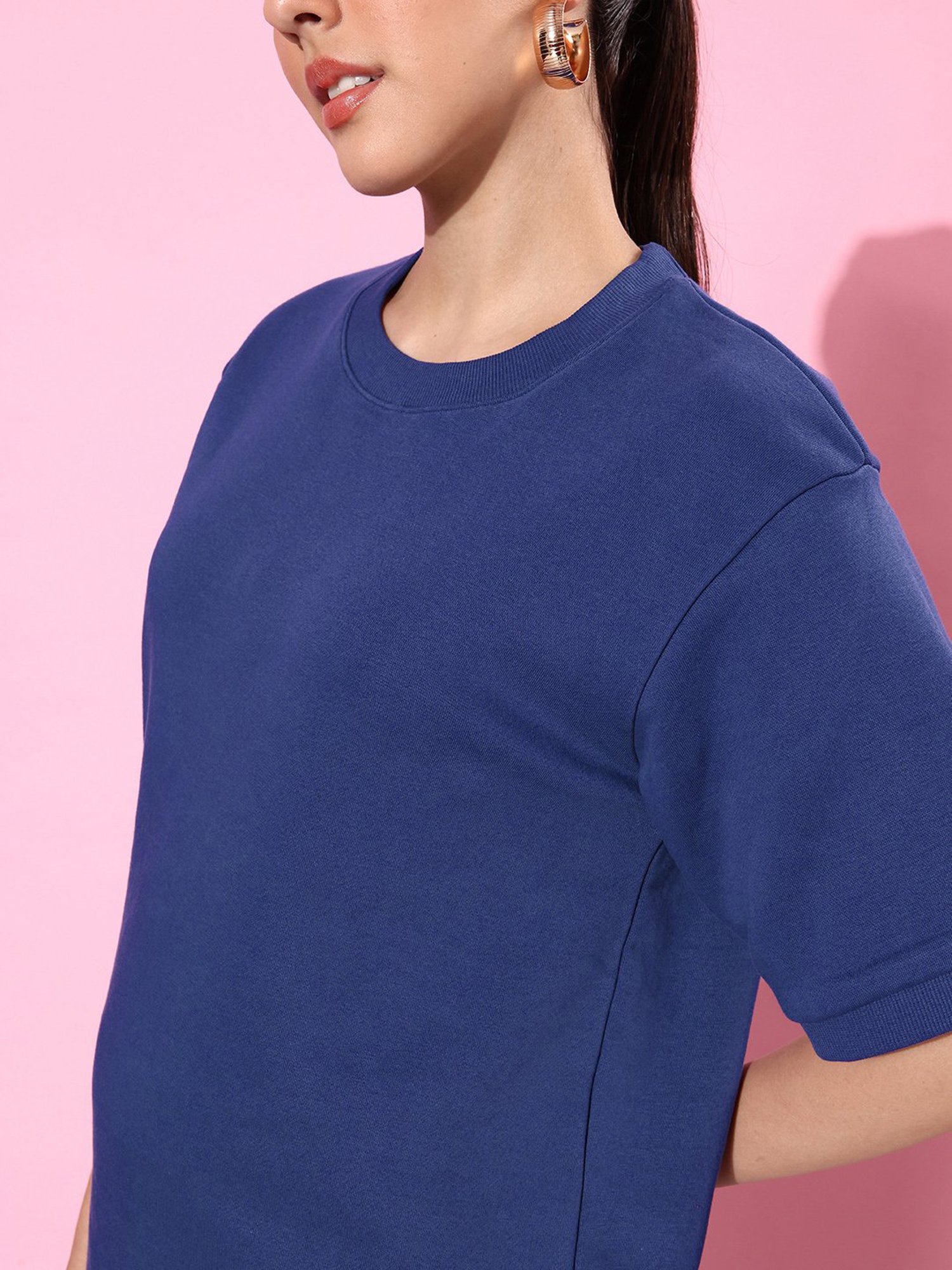 Dillinger Blue Fleece Relaxed Fit Oversized Sweatshirt