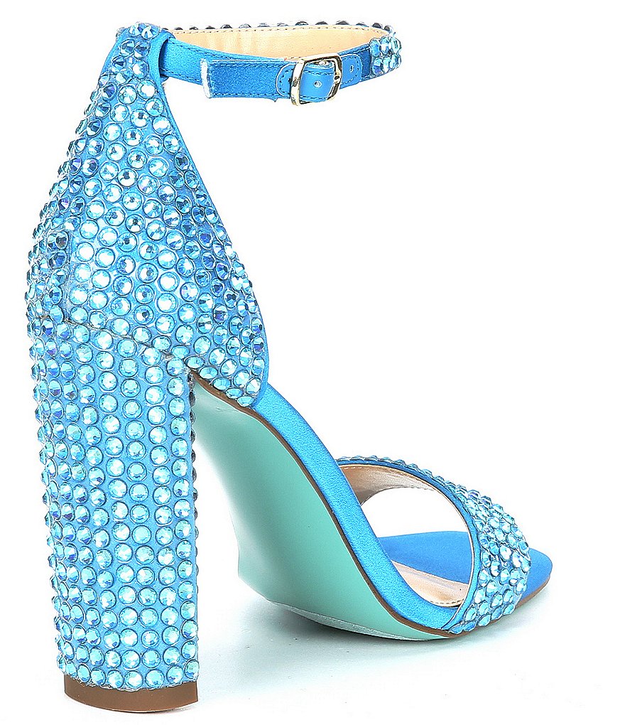 Blue by Betsey Johnson Rina Oversized Rhinestone Embellished Ankle Strap Dress Sandals