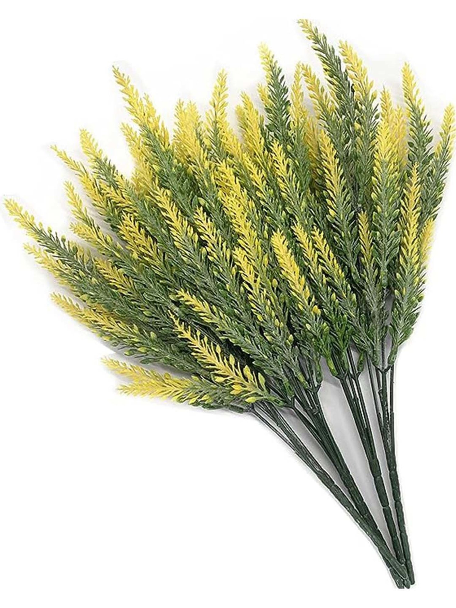 Homesake Yellow Plastic Artificial Lavender Flowers Plants For Kitchen Garden - Set of 6