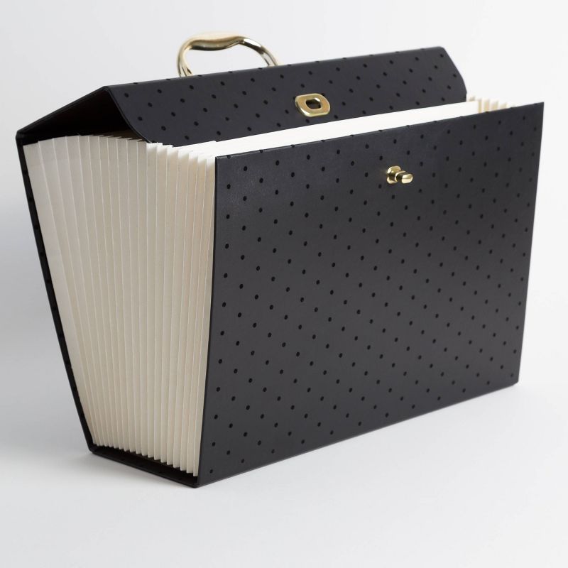 U Brands 19 Pocket Expanding File Box Black