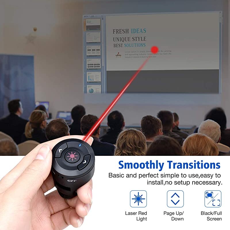 Wireless PowerPoint Presentation Clicker Remote RF 24GHz PPT Presentation Presenter Pointer Laptop Clicker Slide Advancer