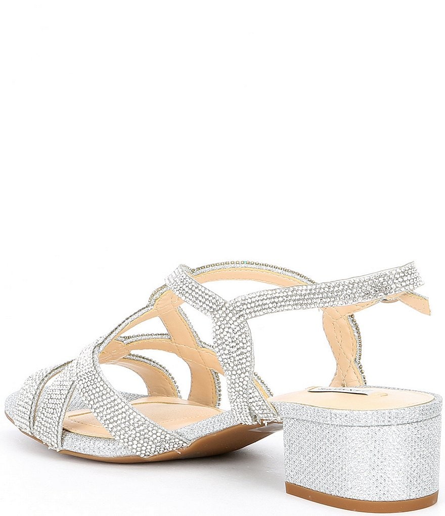 Alex Marie Crennan Rhinestone Strappy Block Heel Dress Sandals