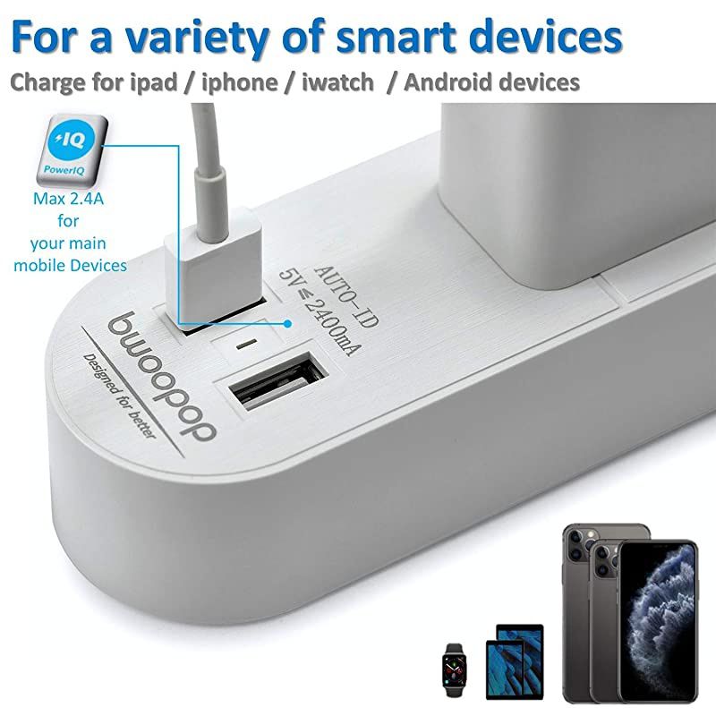 Extender Surge Protector Power Strip with USB Fast Charge24A max3 Splitterfor Cruise ShipBedroomstudent dormitorysuitable for iphoneiPADPersonal Electronicsand so on 1 pack