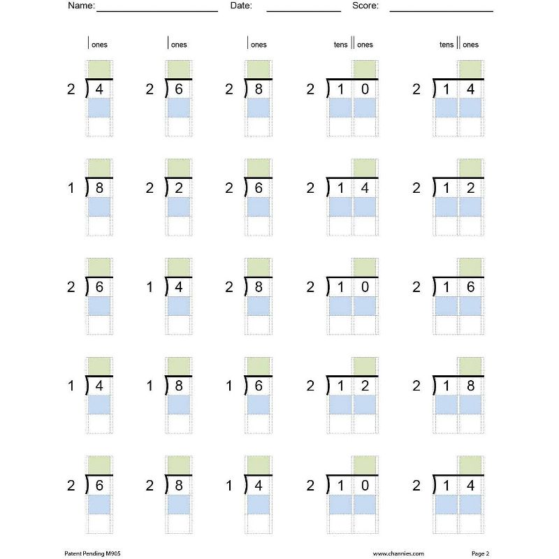 Channie's One Page A Day Single Digit Beginning Division