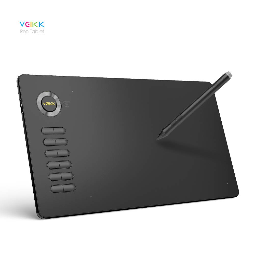 VEIKK A15 10x6 inch Digital Graphics Drawing Tablet Drawing Pen Tablet with Battery-Free Passive Stylus and 12 Shortcut Keys,20 Nibs and 1 Artist Glove (8192 Levels Pressure)