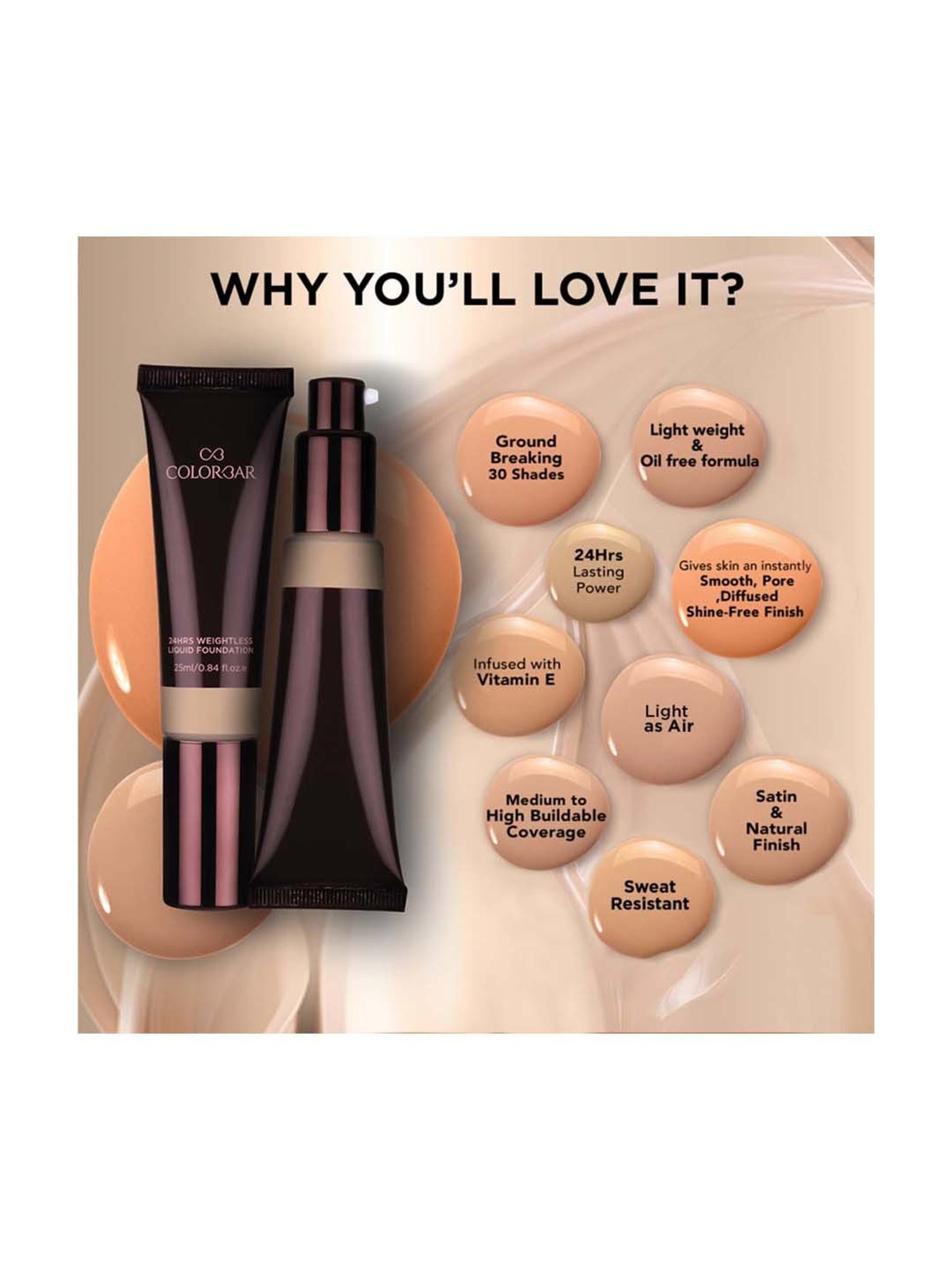 Colorbar 24Hrs Weightless Liquid Foundation FC 8.4 - 25 ml