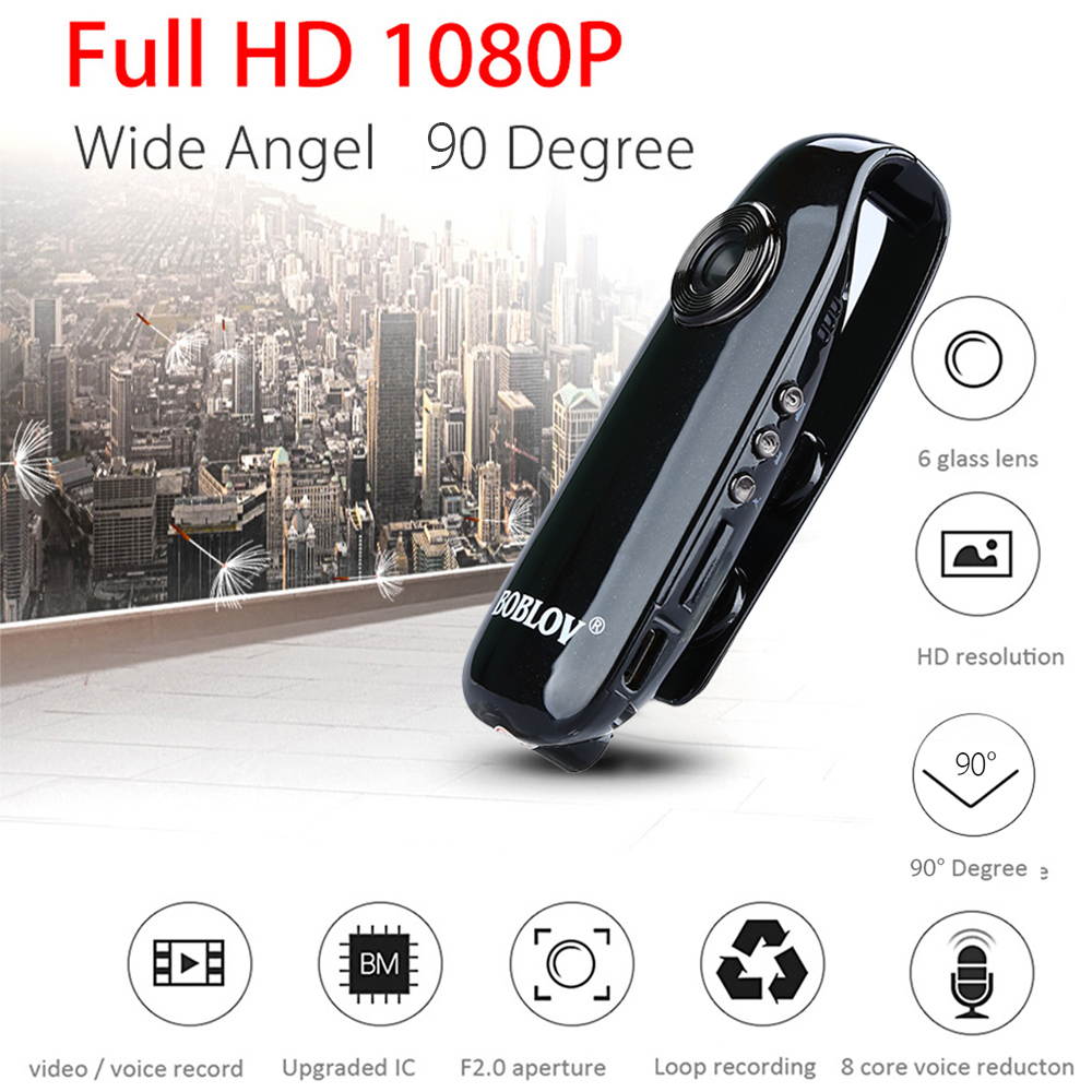 BOBLOV Wide Angle Camera 1080P Full HD Mini Camera Dash Camera Police Body Bike H.264 Camcorder