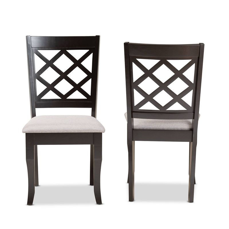 2pc Verner Fabric Upholstered and Wood Dining Chair Set Gray/Dark Brown - Baxton Studio