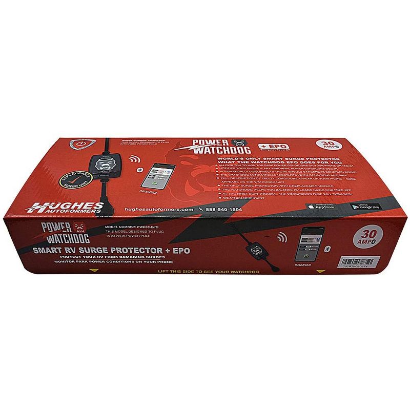 Hughes Autoformers Power Watchdog Portable RV Auto Shutoff Smart Bluetooth Electrical Surge Protector, 30 Amp