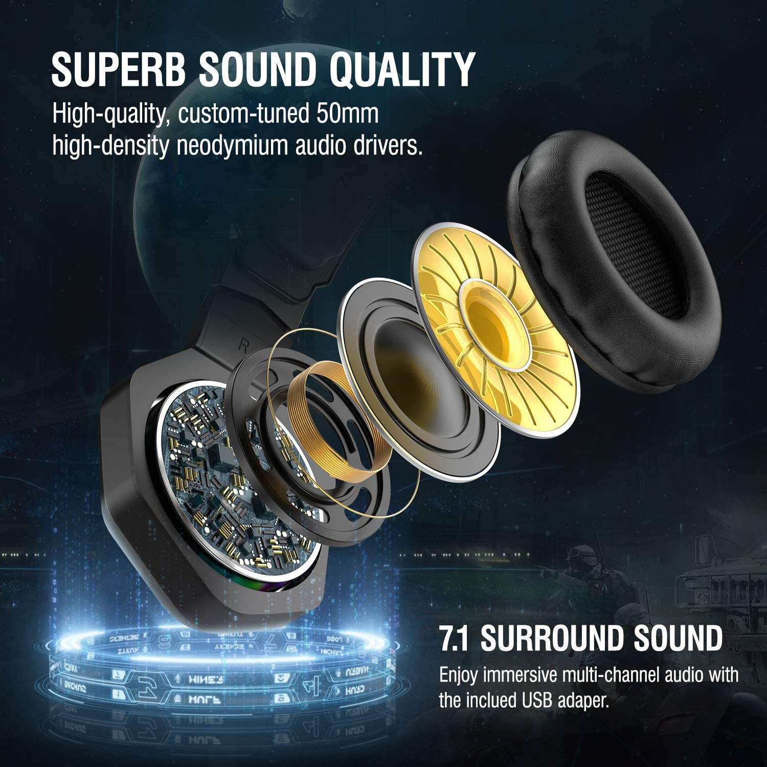 ONIKUMA PS4 Headset -Xbox One Headset Gaming Headset with 7.1 Surround Sound Pro Noise Canceling Gaming Headphones with Mic & RGB LED Light Compatible with PS4, Xbox One, Nintendo Switch, PC,GameCube