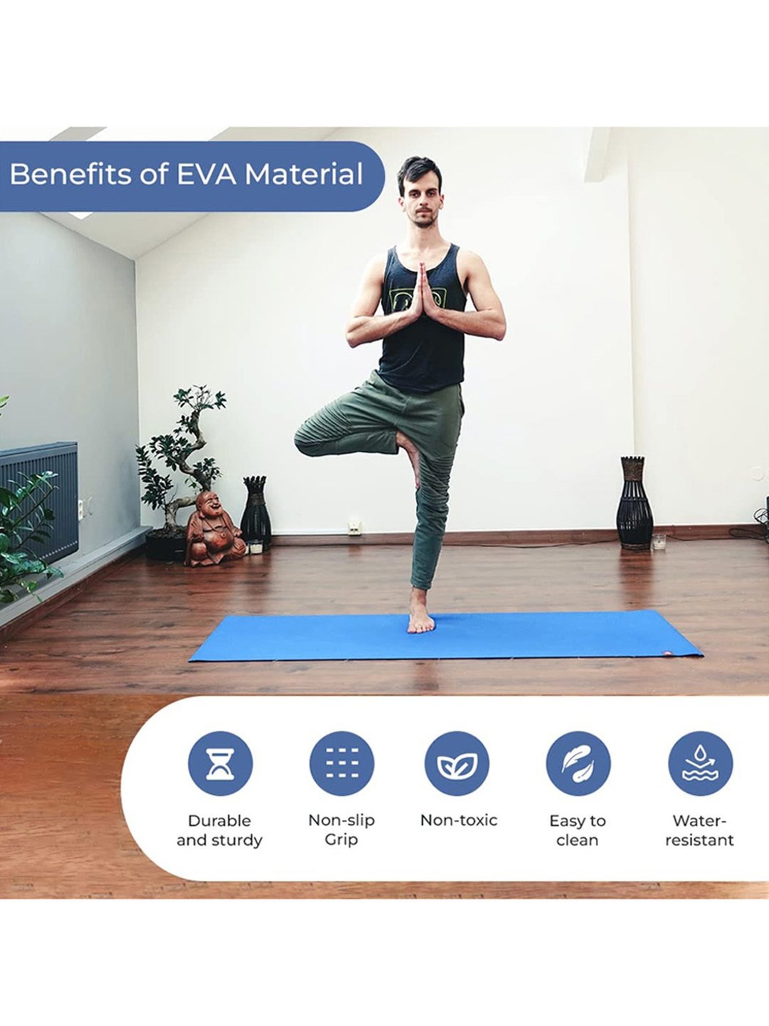 Yogarise Anti-Skid Yoga Mat Combo (Blue) Size - 6mm