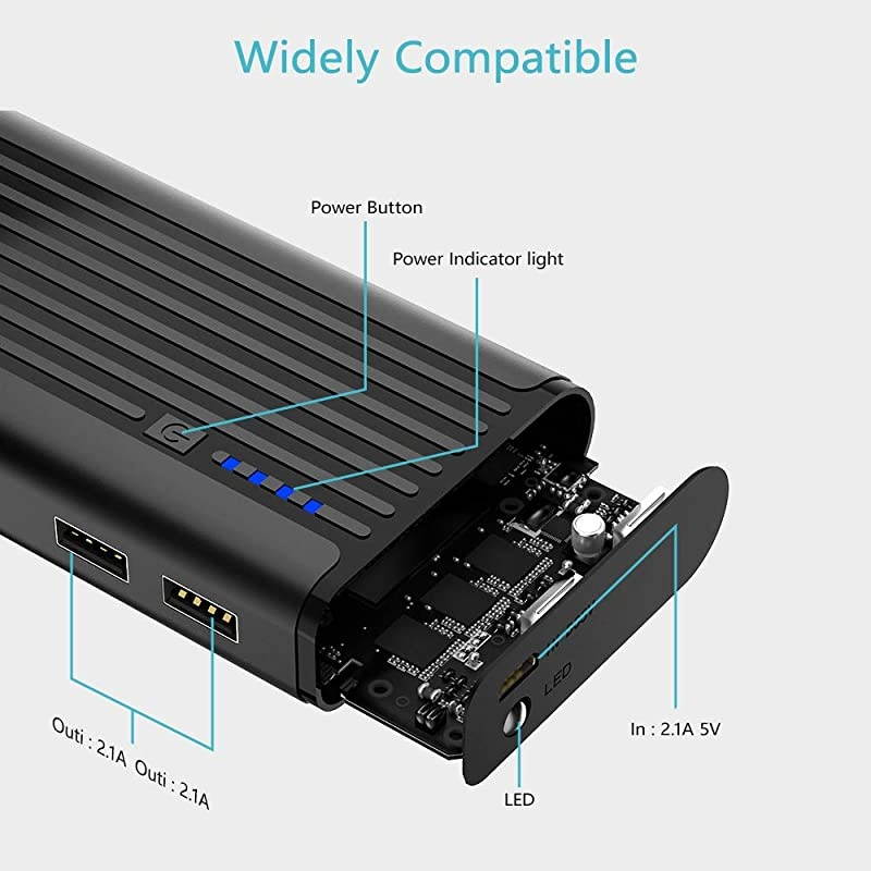Portable Charger 10000mAh,  USB Power Bank External Battery Pack with Flashlight Compatible with iPhone XR 8 Plus X iPad Samsung Galaxy S8 Note 8 Smartphones Tablet (Black) [Upgraded 2021]