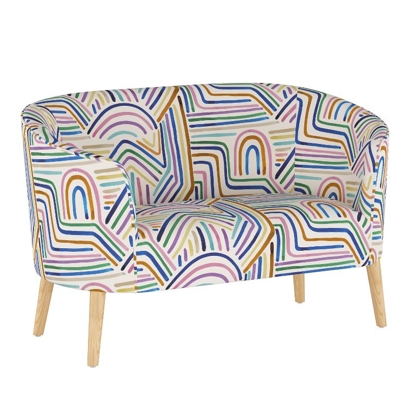 Curved Settee Rainbow Strokes Ochre - Skyline Furniture