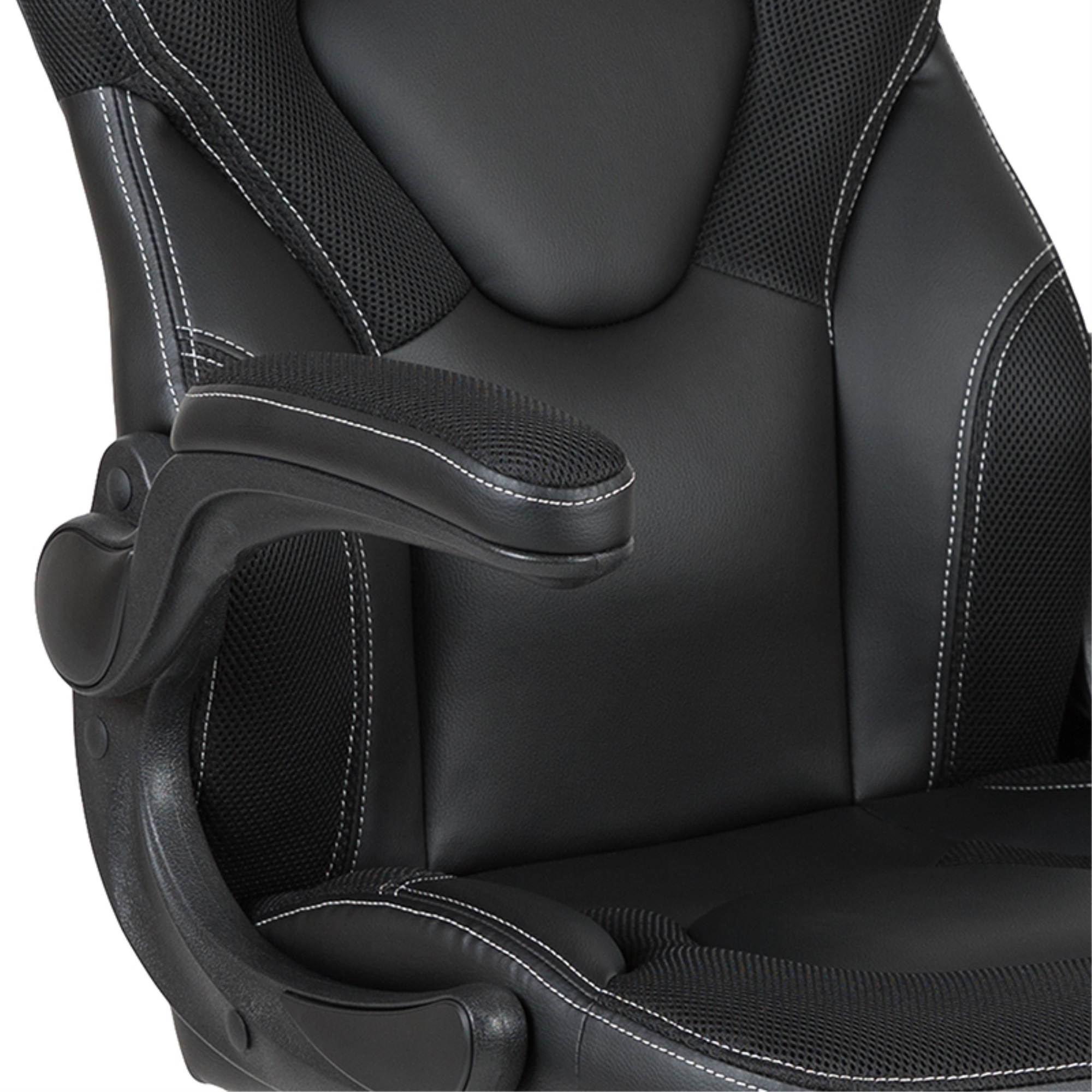 Flash Furniture X10 Gaming Chair Racing Office Adjustable Swivel Chair with Flip-up Arms - Black LeatherSoft