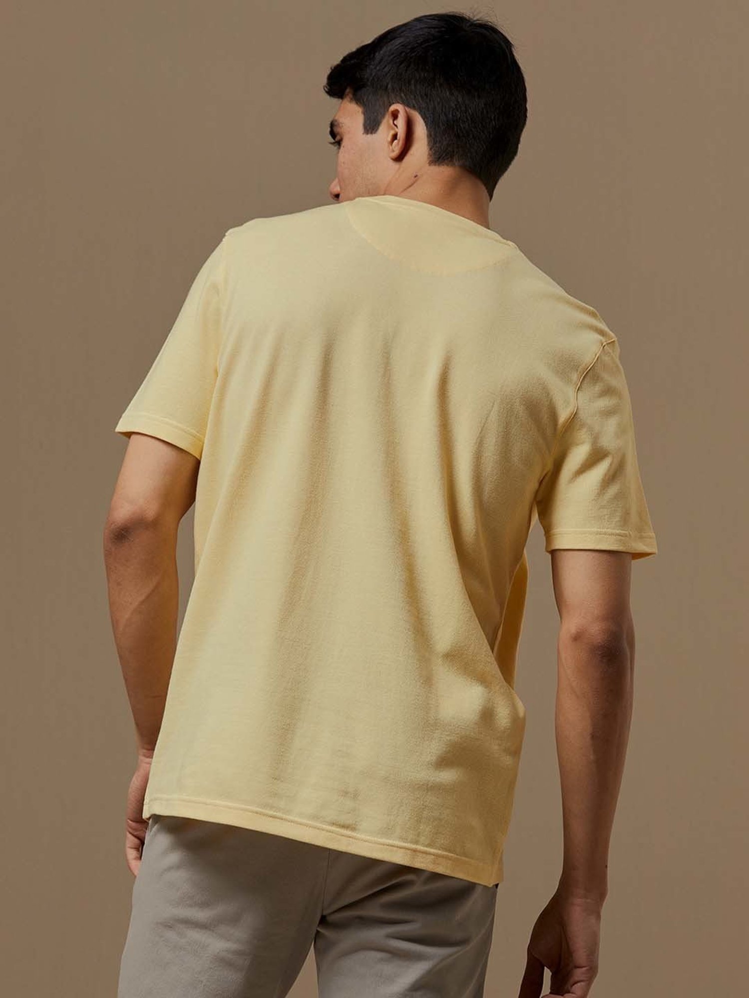 ANDAMEN Yellow Regular Fit Crew T-Shirt
