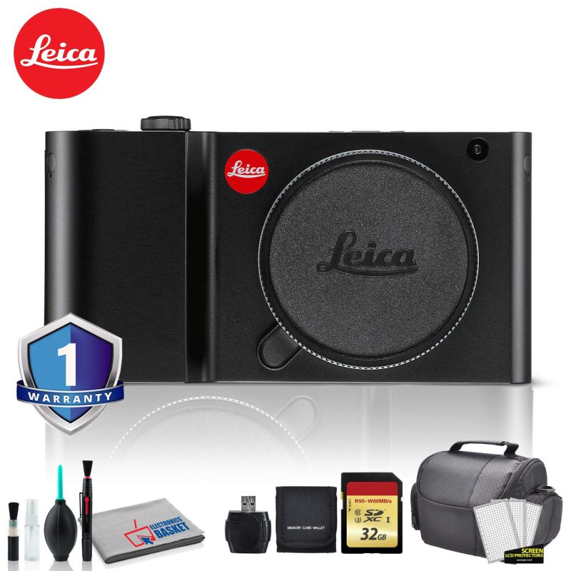 Leica TL Mirrorless Digital Camera (Black) Bundle with 32 GB Memory card + LCD Screen Protectors + SD Card USB Reader and MORE