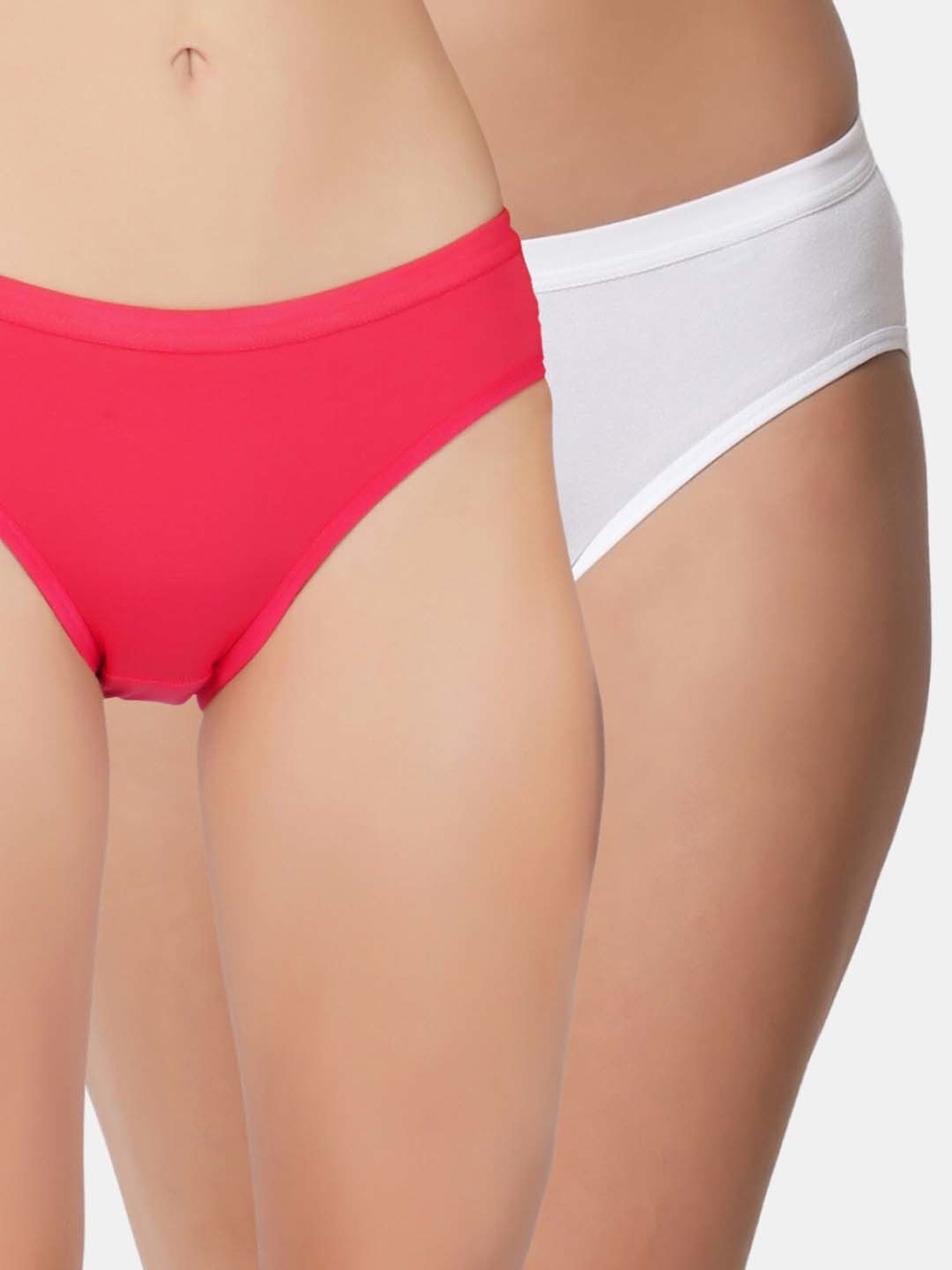 Bleeding Heart Pink & White Plain Panties - Pack Of 2