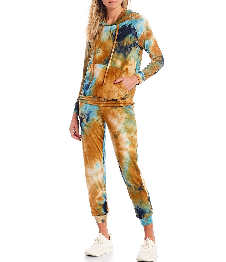Laila Jayde Tie Dye Long Sleeve Brushed Knit Lounge Hoodie