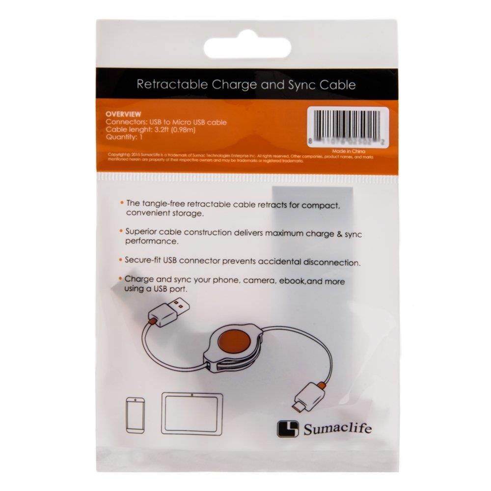 SumacLife Bundle Set Micro USB Cable for Universal/Smartphones - White, Black, Aqua, Red
