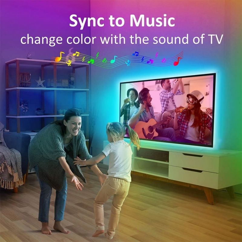 LED Strip Light Bluetooth Flexible Lamp Tape Diode SMD5050 DC5V Desk Screen TV Background Room Lighting USB Cable,0.5M