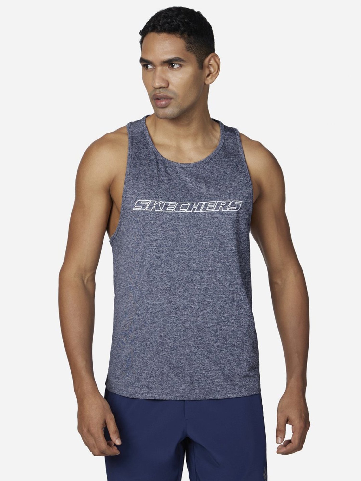 Skechers Blue Regular Fit Printed Tank Tee