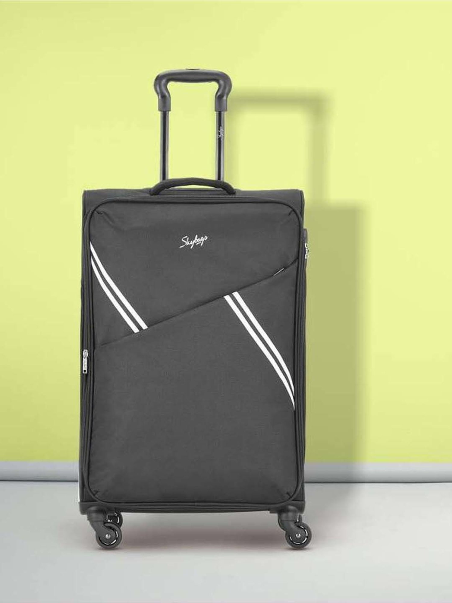 Skybags Trick Black Striped Soft Medium Trolley Bag - 43 cm