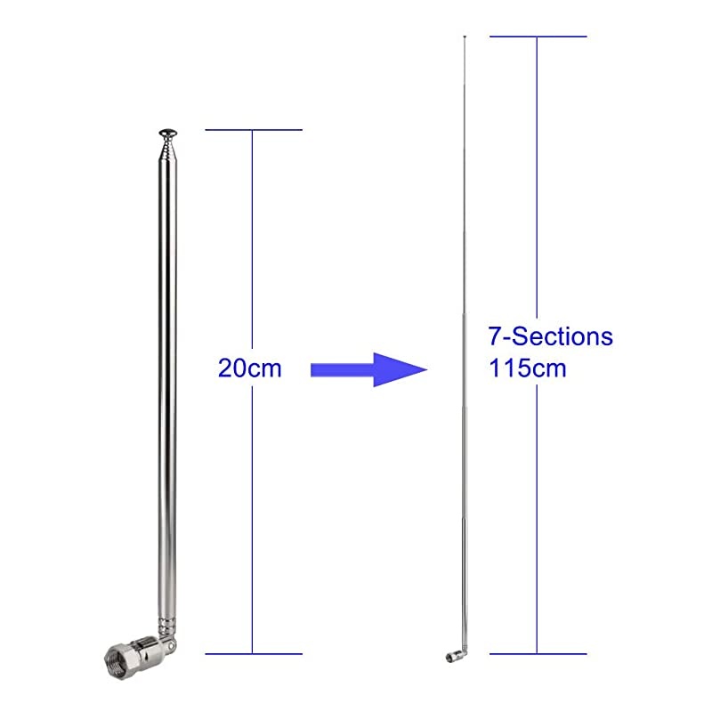 7Sections Telescopic FM Antenna for Denon Pioneer Onkyo Yamaha Marantz Indoor Digital HD Radio FM Radio Bluetooth Stereo Receiver AV Audio Vedio Home Theater Receiver Power Amplifier Tuner