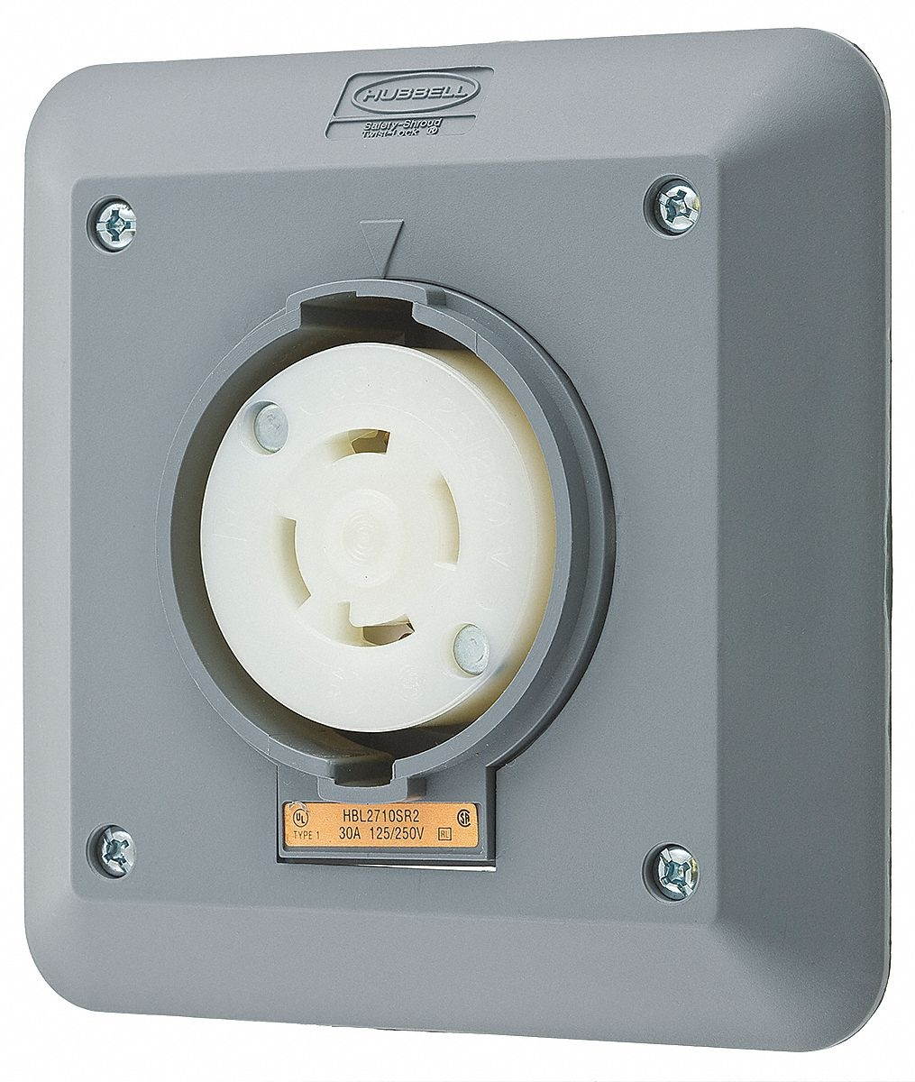 Hubbell Wiring Device-Kellems Locking Receptacle,Industrial,30,Gray  HBL2710SR2