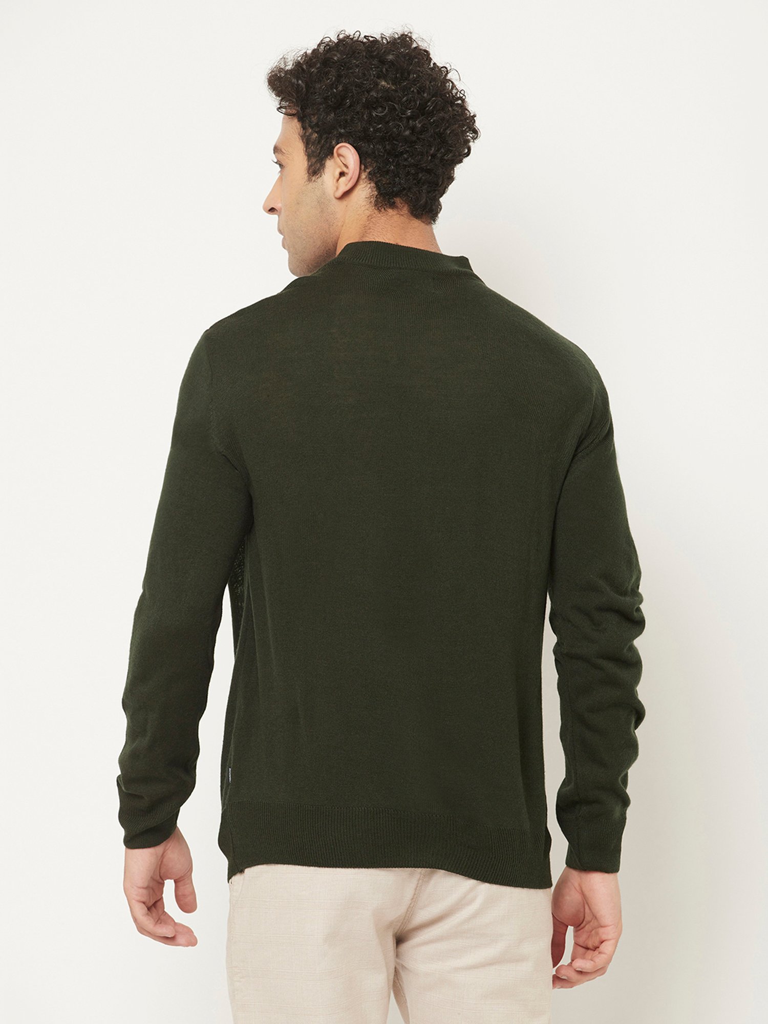 Crimsoune Club Green Regular Fit Round Neck Sweater