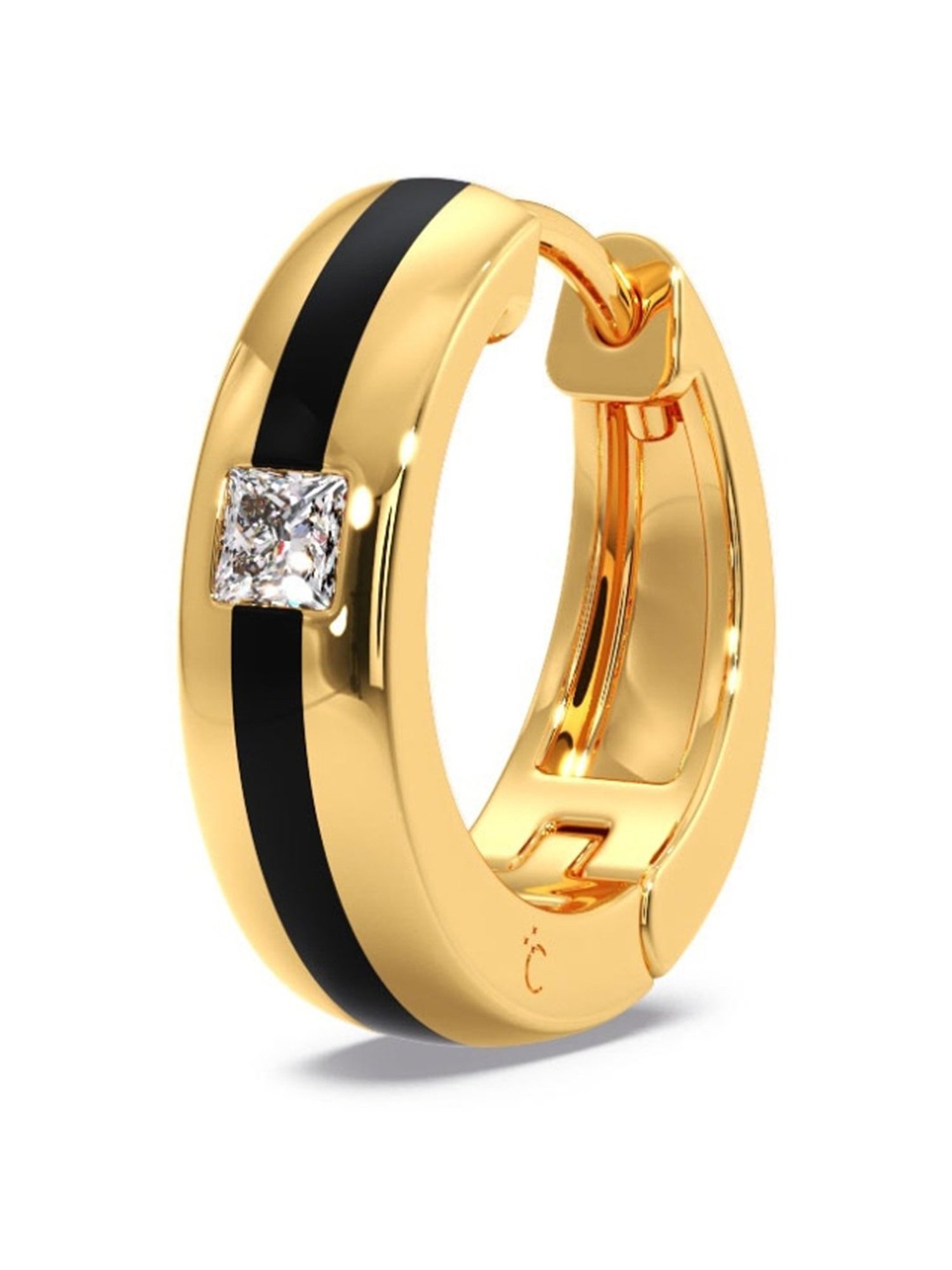 Candere by Kalyan Jewellers Peacock Collection 18k Yellow Gold Diamond Huggies Earrings for Men