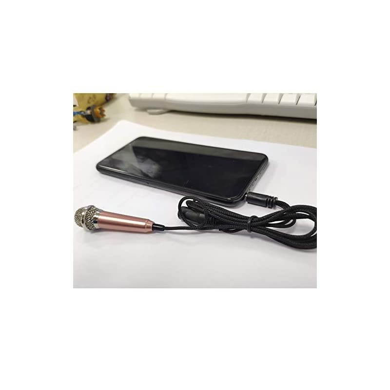 Microphone,Singing Mic Equipment,Beautiful Vocal Quality,Type Space Saving,Metal Frothing Process,3.5mm Audio Connector,Suitable for Laptop, iPhone, Android Phone (Golden)